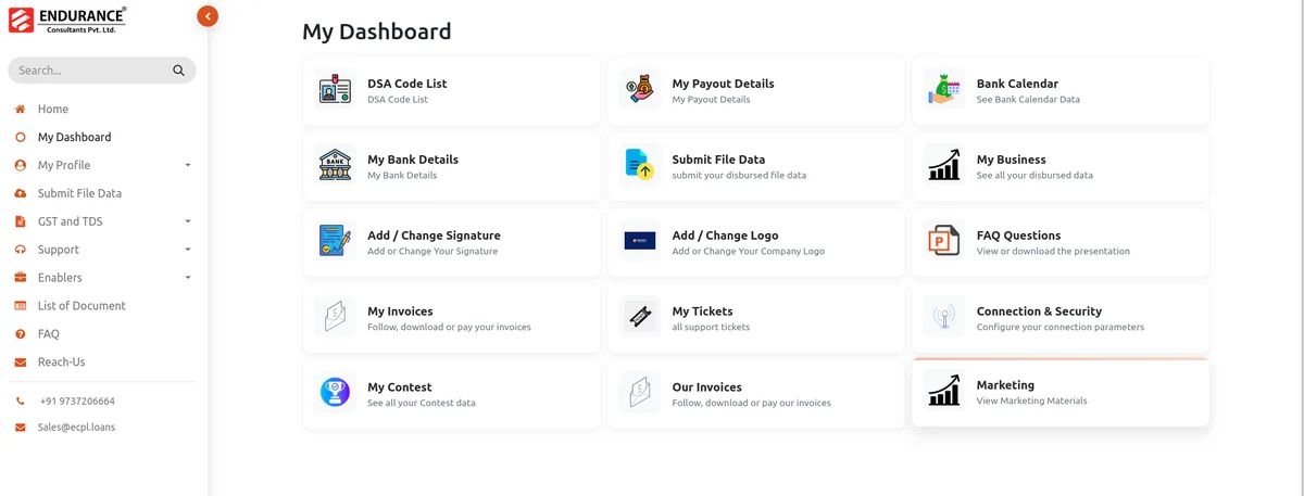Endurance partner portal - associate dashboard