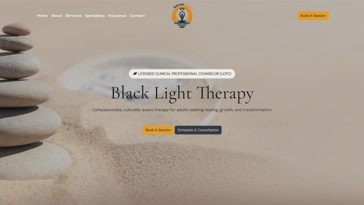 BlackLight Therapy website homepage