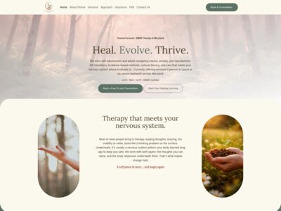 Rooted Growth Wellness website homepage - brand identity and site built by Entrivis